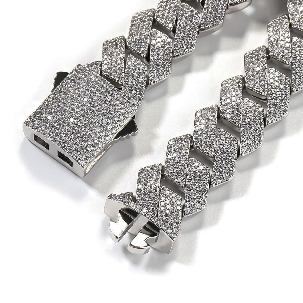 Corrente Cuban 20mm Cravejada 4 fileiras ICE - Peça Premium (resistente à água)