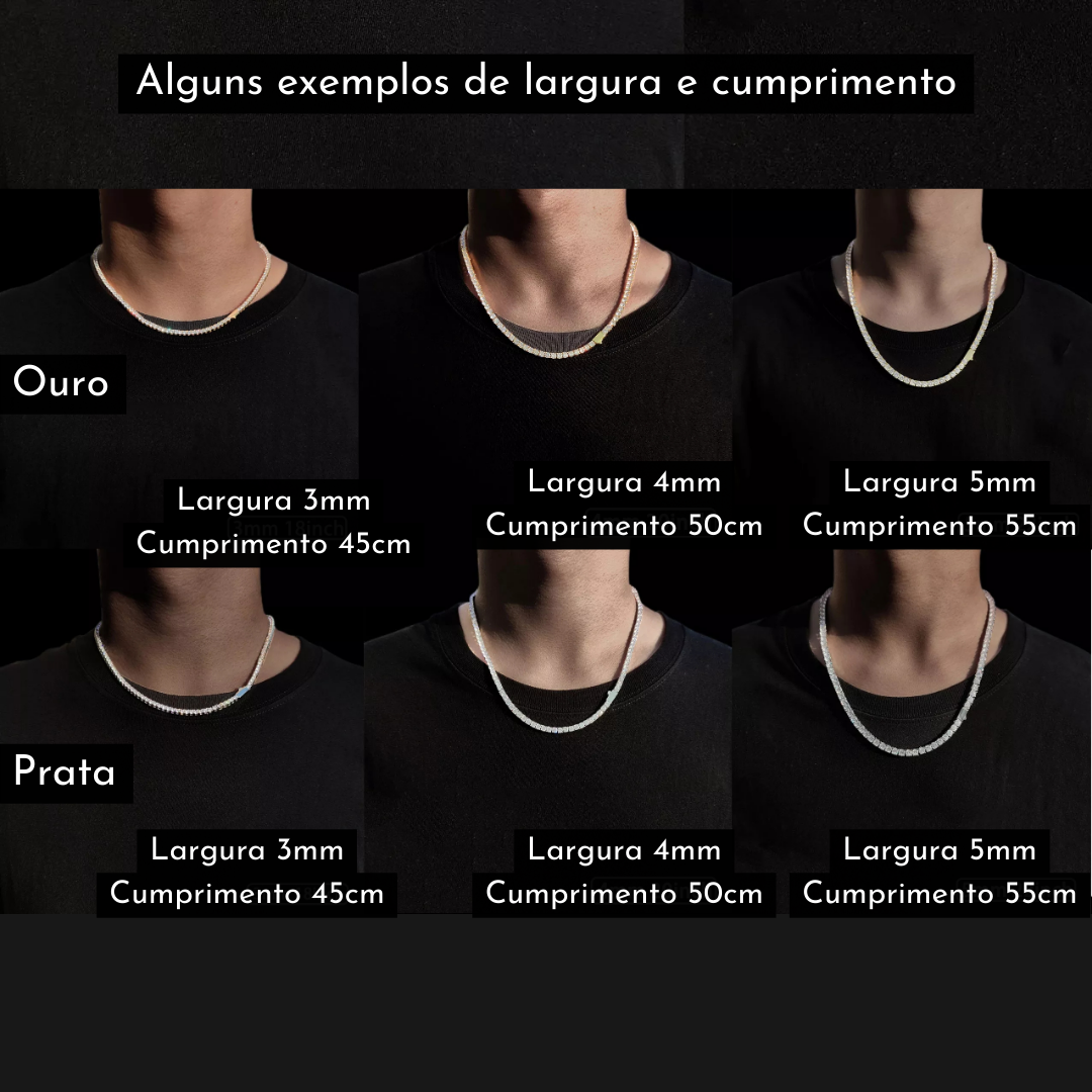 Corrente Riviera Ice - Largura 3mm, 4mm, 5mm ou 6mm - Peça Premium (resistente à água) - ICE BRO JOIAS