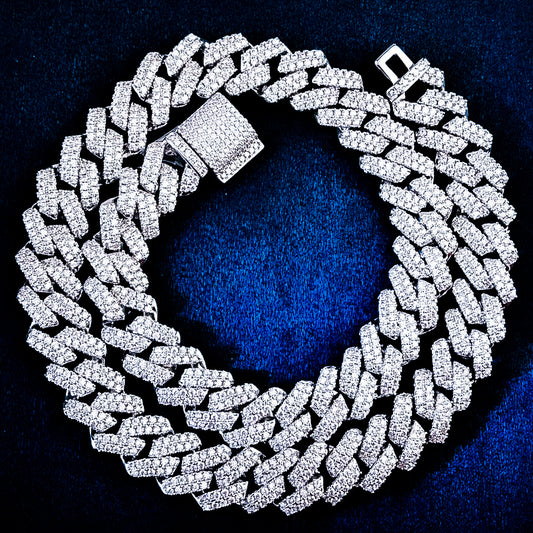 Corrente Prong 18mm Cravejada ICE - 2 fileiras - A MAIS AMADA.