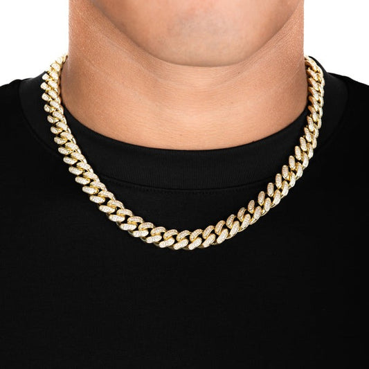 Corrente Cuban 12mm Cravejada ICE - 2 fileiras - ICE BRO JOIAS