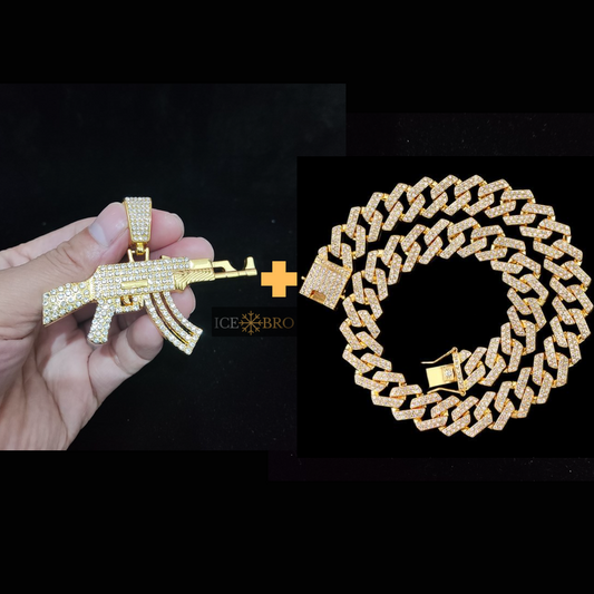 Pingente AK47 + Corrente Prong 14mm de brinde - Exclusivo Ice Bro Joias - ICE BRO JOIAS