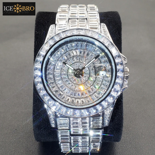Relógio Luxo Ice Cravejado a mão - Calendário automático - ICE BRO JOIAS