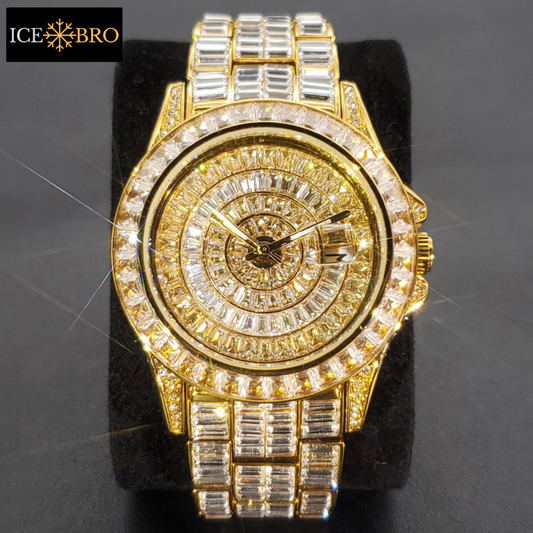 Relógio Luxo Ice Cravejado a mão - Calendário automático - ICE BRO JOIAS