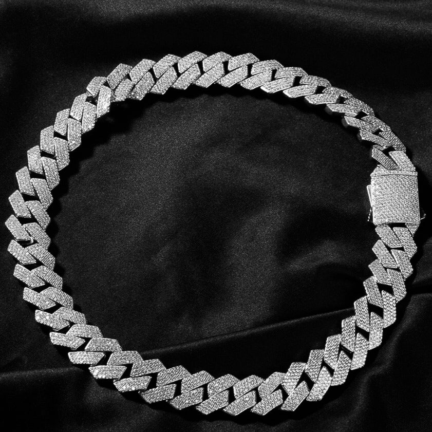 Corrente Cuban 20mm Cravejada 4 fileiras ICE - Peça Premium (resistente à água)