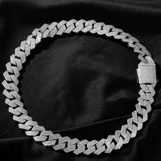 Corrente Cuban 20mm Cravejada 4 fileiras ICE - Peça Premium (resistente à água)