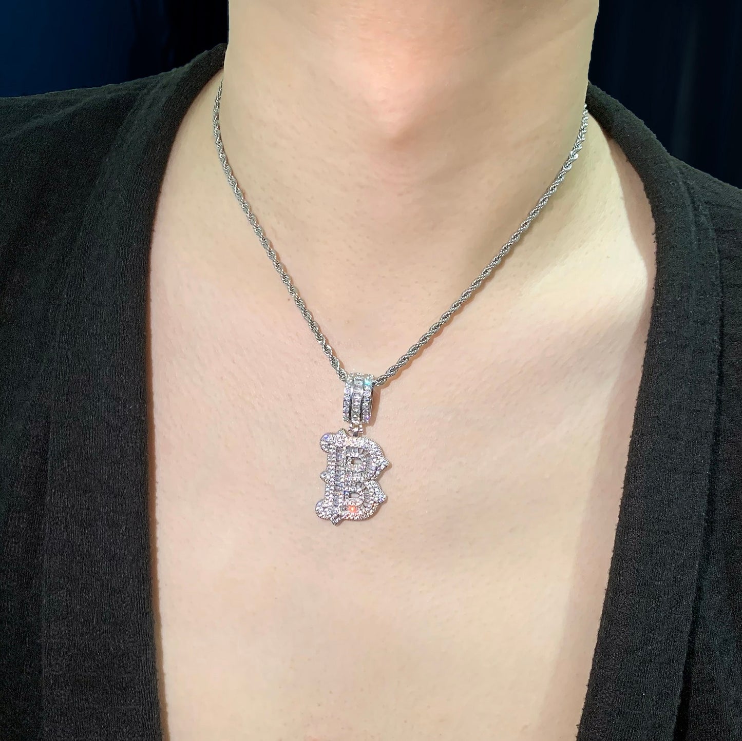 Pingente ICE Personalizado iniciais, com Corrente Rope de brinde - ICE BRO JOIAS