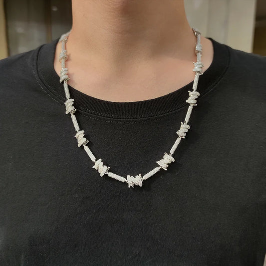 Corrente Arame farpado 18mm Cravejada ICE - Peça Premium (resistente à água) - ICE BRO JOIAS