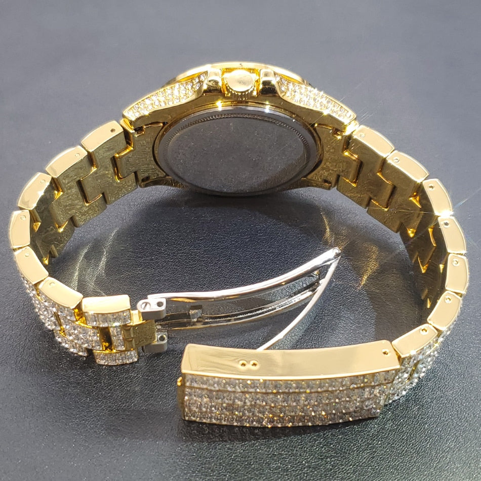 Relógio Luxo Ice Cravejado a mão - Calendário automático - ICE BRO JOIAS