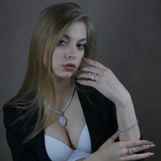 Pingente Mão de Hamsá ICE Cravejado com Corrente Tennis de Brinde - ICE BRO JOIAS