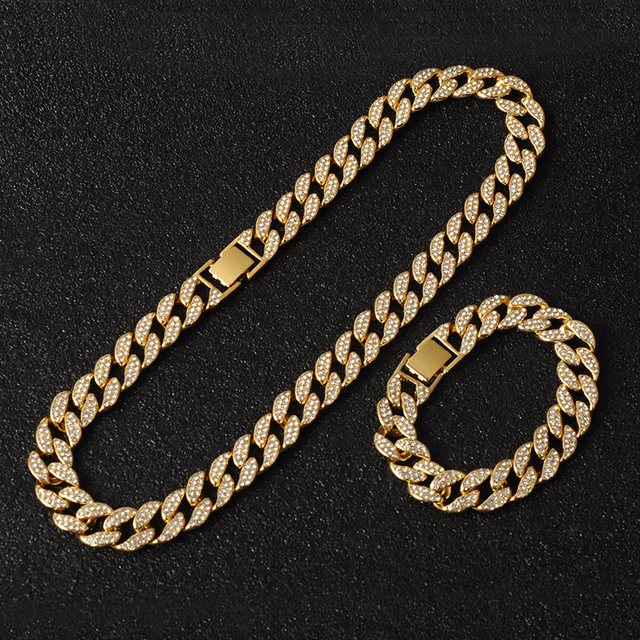 Kit Cravejado ICE Corrente Cuban 13mm 50cm, Pulseira 20cm e Relógio Luxury ICE - ICE BRO JOIAS