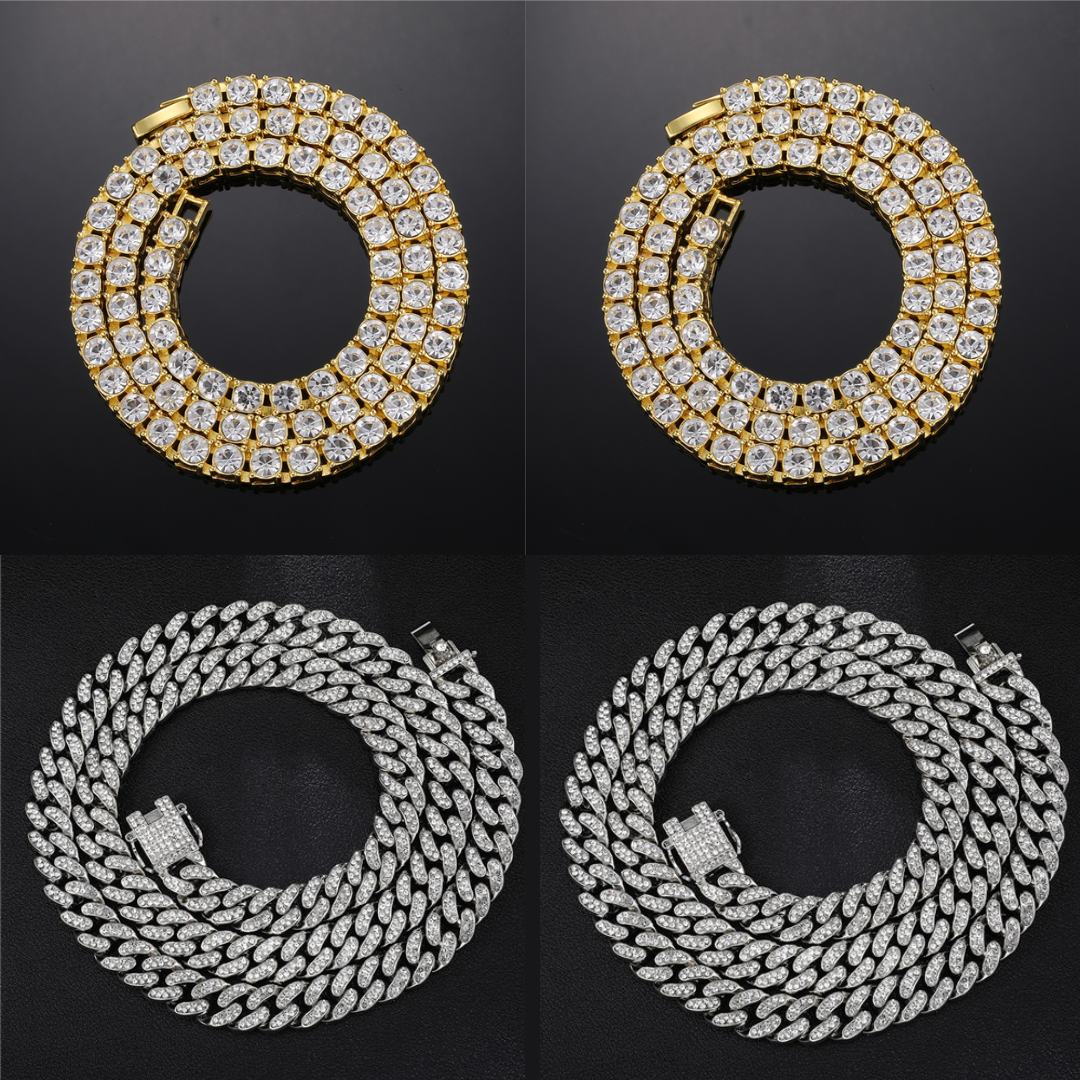 Em Promoção! - Kit Cuban+Riviera - Compre a Corrente Cuban de 13mm e ganhe a Corrente Riviera de 5mm - ICE BRO JOIAS