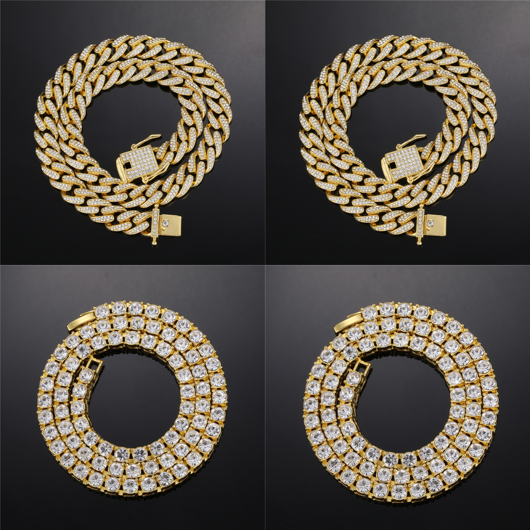 Em Promoção! - Kit Cuban+Riviera - Compre a Corrente Cuban de 13mm e ganhe a Corrente Riviera de 5mm - ICE BRO JOIAS