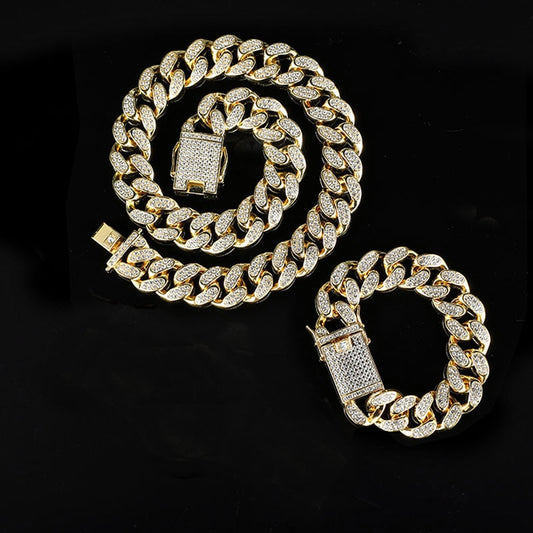 Kit Ice 2 peças - Corrente Cuban 20mm (50cm) + Pulseira Cuban 20mm (20cm) - ICE BRO JOIAS