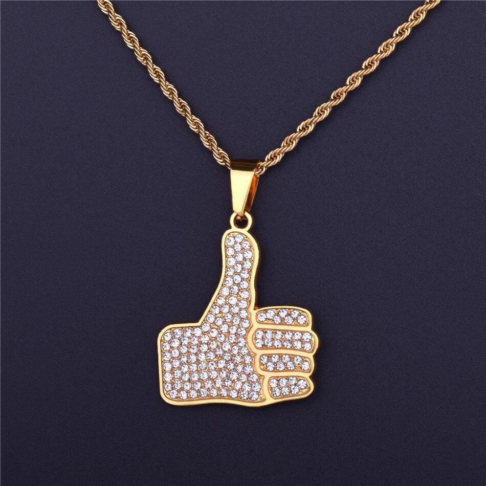 Pingente polegar cravejado ICE e Corrente de brinde - ICE BRO JOIAS