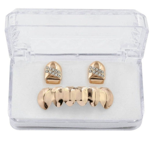 Grillz Luxo Cravejado ICE - com Molde de Silicone para ajustar aos dentes - ICE BRO JOIAS