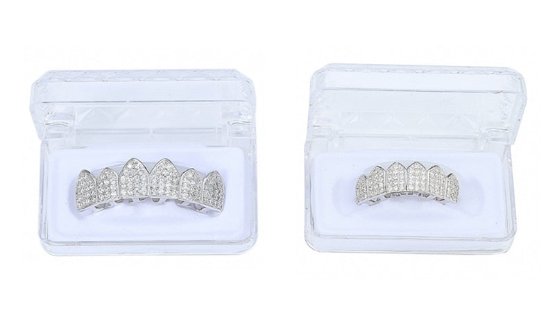 Grillz Luxo Cravejado ICE - com Molde de Silicone para ajustar aos dentes - ICE BRO JOIAS