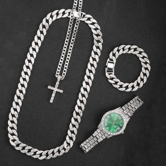 Kit de 5 peças - Corrente Cuban 13mm - Exclusivo Ice Bro Joias® - ICE BRO JOIAS