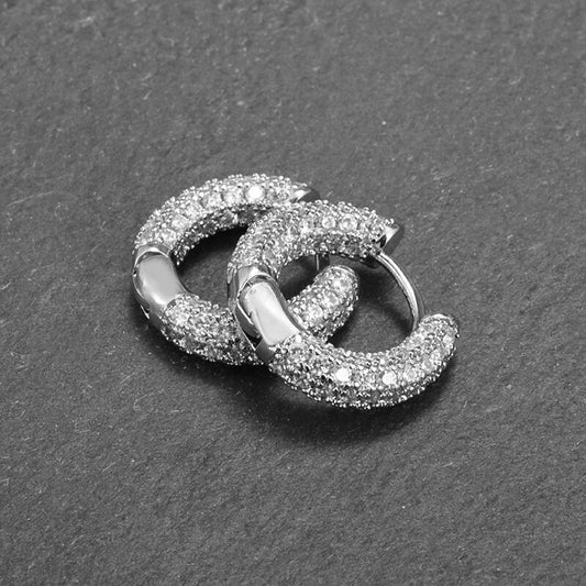 Par de Brincos Ice - banho a 10 milésimos de ouro ou prata, cravejados a mão. - ICE BRO JOIAS