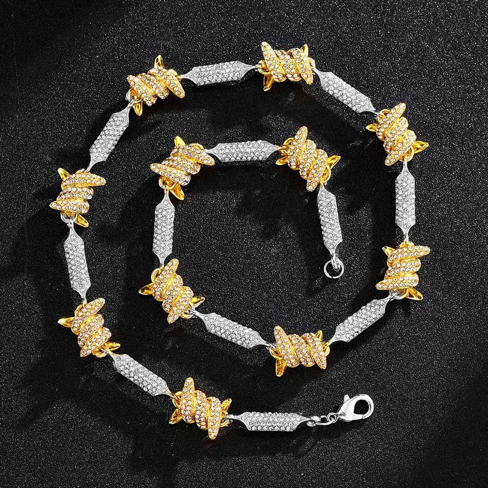 Corrente Arame farpado 18mm Cravejada ICE - ICE BRO JOIAS