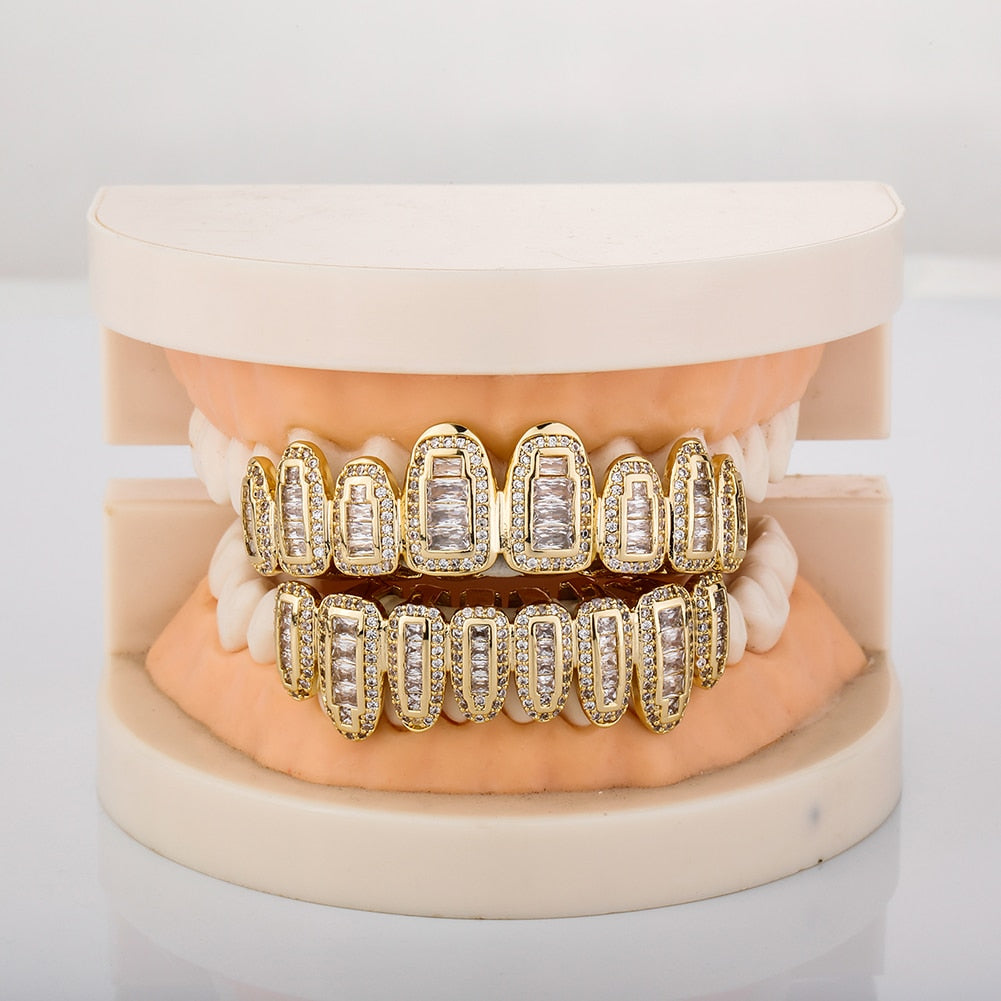 Grillz Luxo Cravejado ICE - com Molde de Silicone para ajustar aos dentes - ICE BRO JOIAS