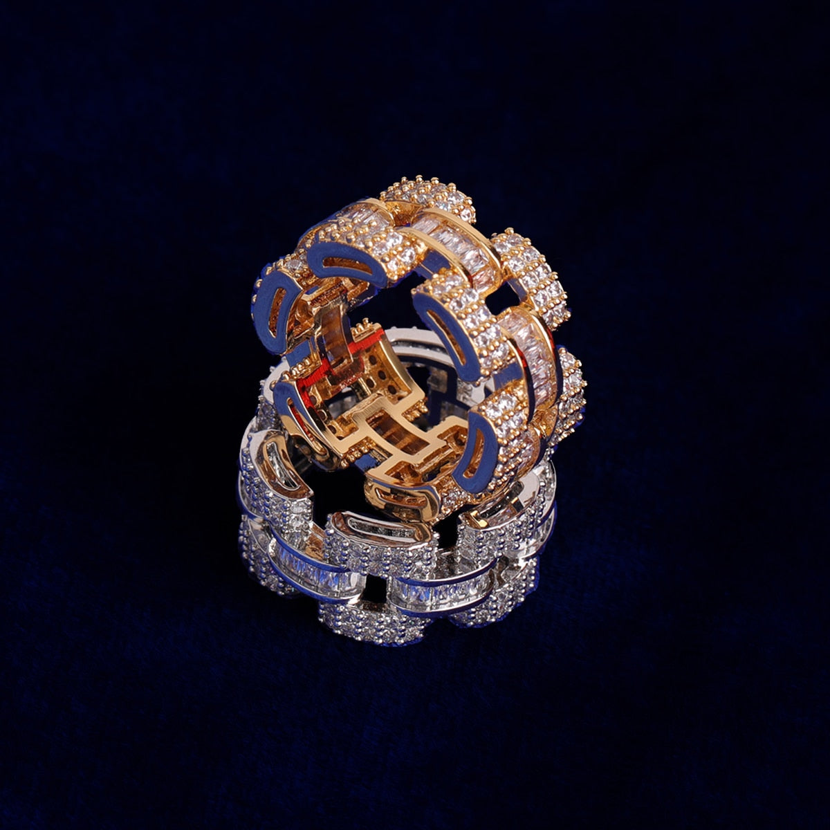 Anel 18k elos Cravejado - ICE BRO JOIAS