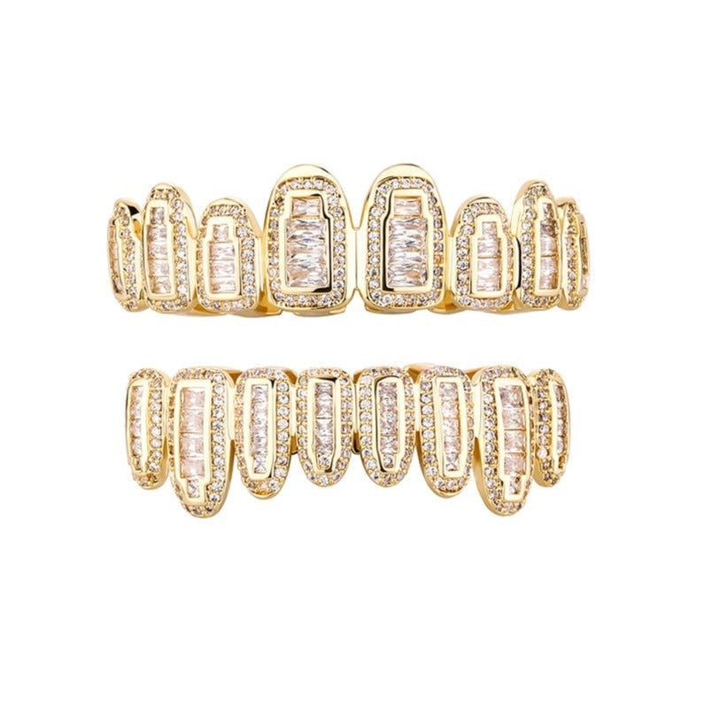 Grillz Luxo Cravejado ICE - com Molde de Silicone para ajustar aos dentes - ICE BRO JOIAS
