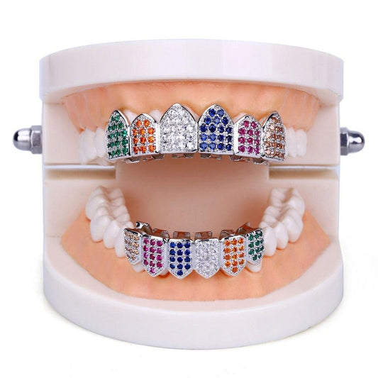 Grillz Luxo Colorido Cravejado - Tamanho Único (cima e baixo) - ICE BRO JOIAS