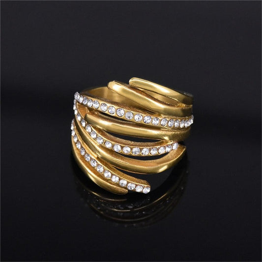 Anel feminino geométrico ICE cravejado - ICE BRO JOIAS