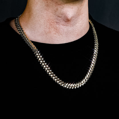 Corrente Prong - Peça Lisa banhada a 10 milésimos prata ou ouro - Peça Premium (resistente à água)