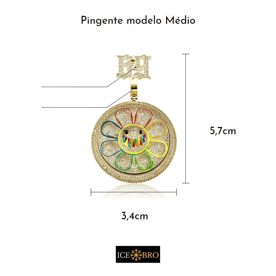 Pingente Giratório Type 6ix9ine Ice Cravejado, com Corrente Rope - Peça Premium (resistente à água) - ICE BRO JOIAS