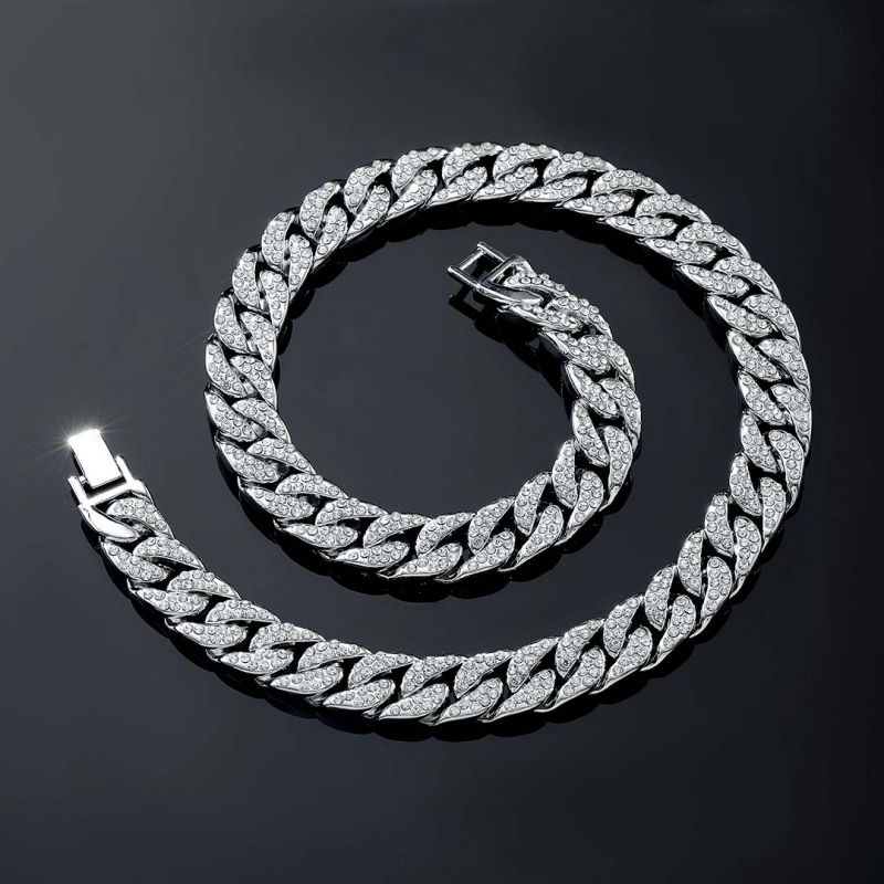 Corrente Cuban 13mm Cravejada ICE - 2 fileiras
