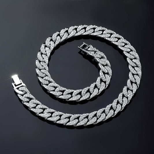 Corrente Cuban 13mm Cravejada ICE - 2 fileiras