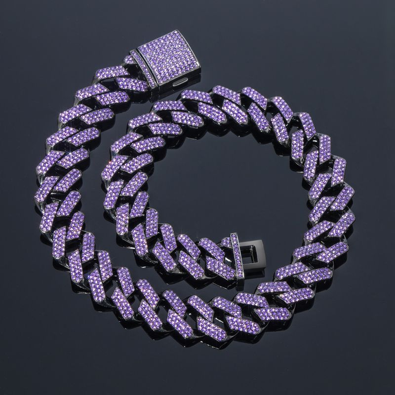 Corrente e Pulseira Roxa Prong 20mm Ice - exclusiva Ice Bro Joias - Peça Premium (resistente à água)