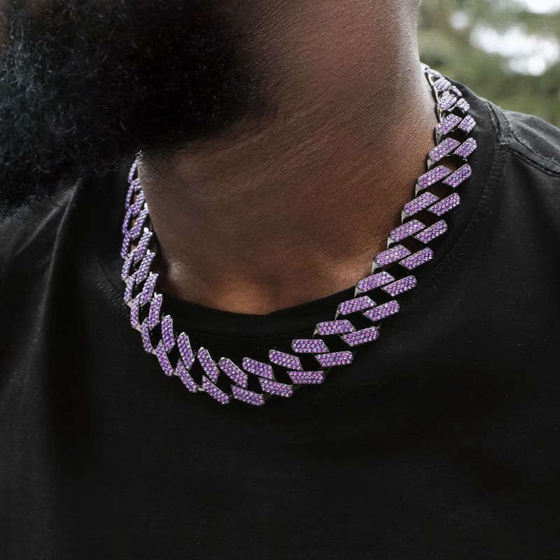 Corrente e Pulseira Roxa Prong 20mm Ice - exclusiva Ice Bro Joias - Peça Premium (resistente à água)