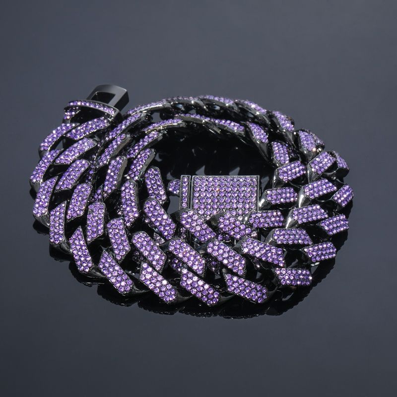 Corrente e Pulseira Roxa Prong 20mm Ice - exclusiva Ice Bro Joias - Peça Premium (resistente à água)