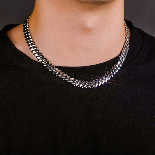 Corrente Prong - Peça Lisa banhada a 10 milésimos prata ou ouro - Peça Premium (resistente à água)