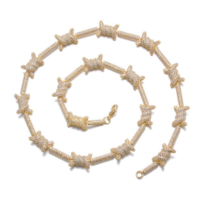 Corrente Arame farpado 18mm Cravejada ICE - Peça Premium (resistente à água) - ICE BRO JOIAS