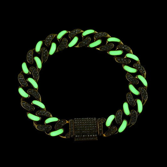 Pulseira Cuban 13mm Luminosa à noite