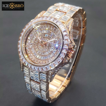 Relógio Luxo Ice Cravejado a mão - Calendário automático - ICE BRO JOIAS
