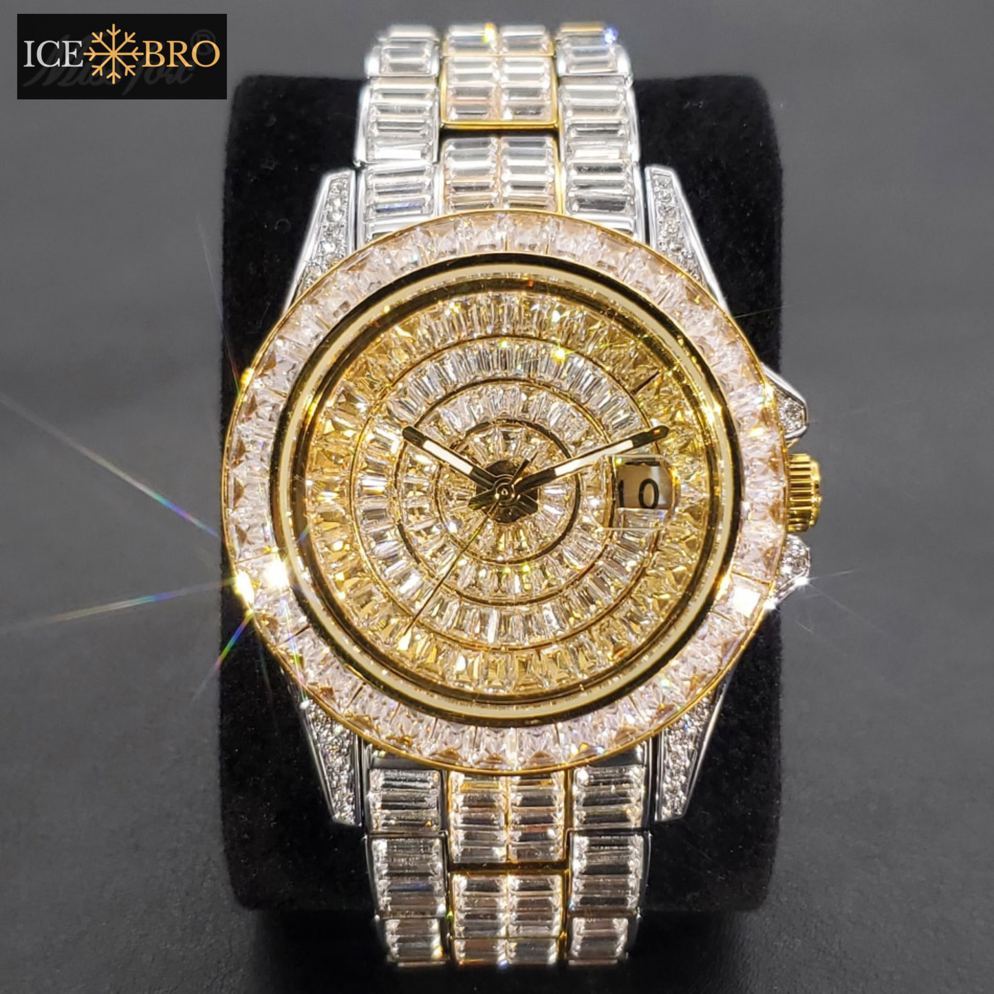 Relógio Luxo Ice Cravejado a mão - Calendário automático - ICE BRO JOIAS