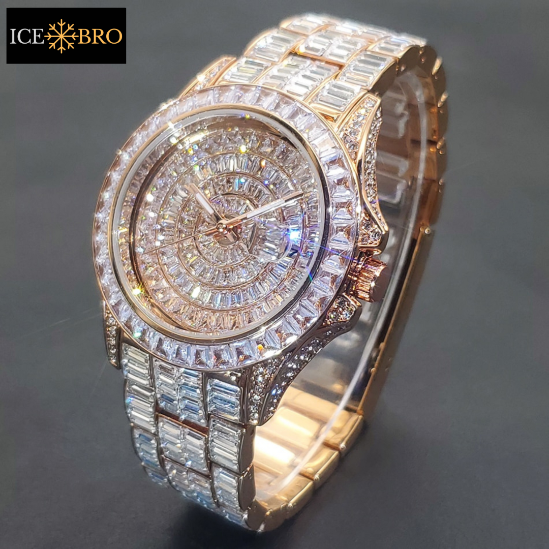 Relógio Luxo Ice Cravejado a mão - Calendário automático - ICE BRO JOIAS