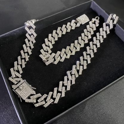 Kit Prong ICE 3 peças - Corrente 13mm, Pulseira 13mm e Relógio Cravejado - ICE BRO JOIAS