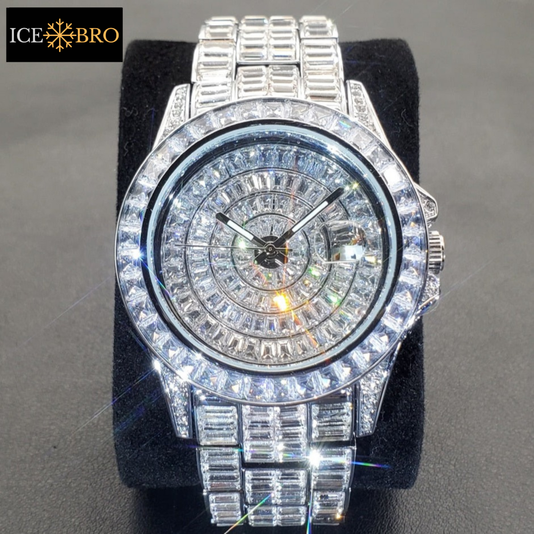 Relógio Luxo Ice Cravejado a mão - Calendário automático - ICE BRO JOIAS