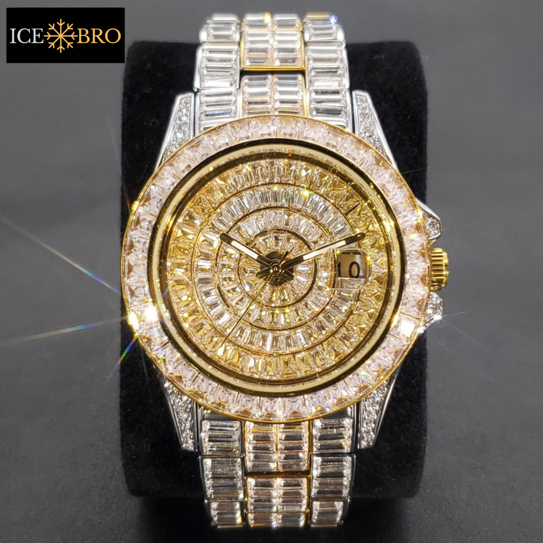 Relógio Luxo Ice Cravejado a mão - Calendário automático - ICE BRO JOIAS