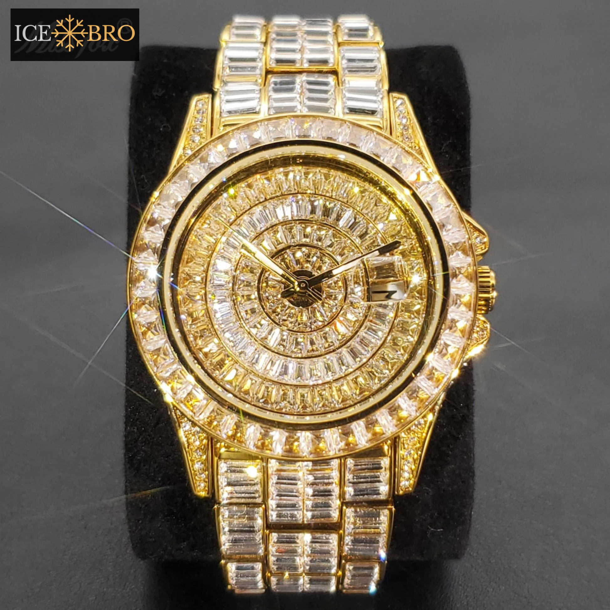 Relógio Luxo Ice Cravejado a mão - Calendário automático - ICE BRO JOIAS