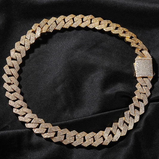 Corrente Cuban 20mm Cravejada 4 fileiras ICE - Peça Premium (resistente à água)