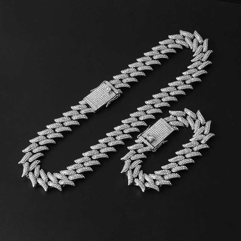 Kit Spiked Ice 2 peças Corrente 19mm + Pulseira 19mm - ICE BRO JOIAS