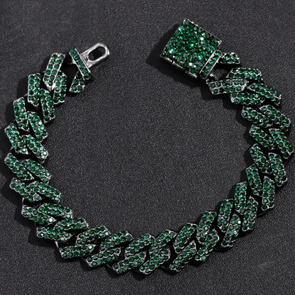 Pulseira Prong 14mm Cravejada ICE - 2 fileiras - Coloridas