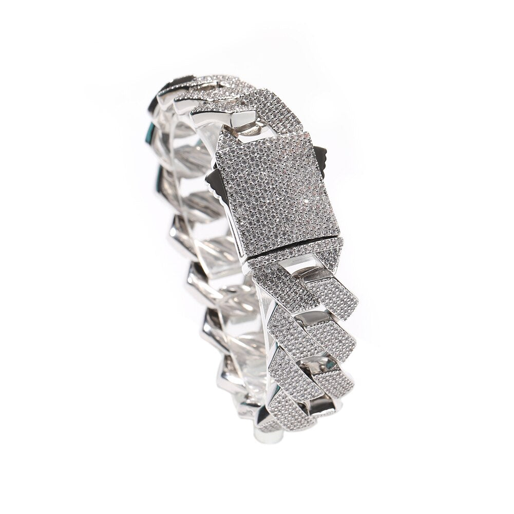Pulseira Cuban 20mm Cravejada 4 fileiras ICE - Peça Premium (resistente à água) - ICE BRO JOIAS
