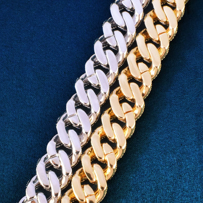 Corrente Cuban 14mm Cravejada 3 fileiras ICE - Peça Premium (resistente à água)